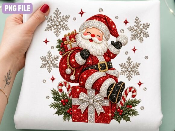 Santa Christmas Gift PNG, Cute Holiday