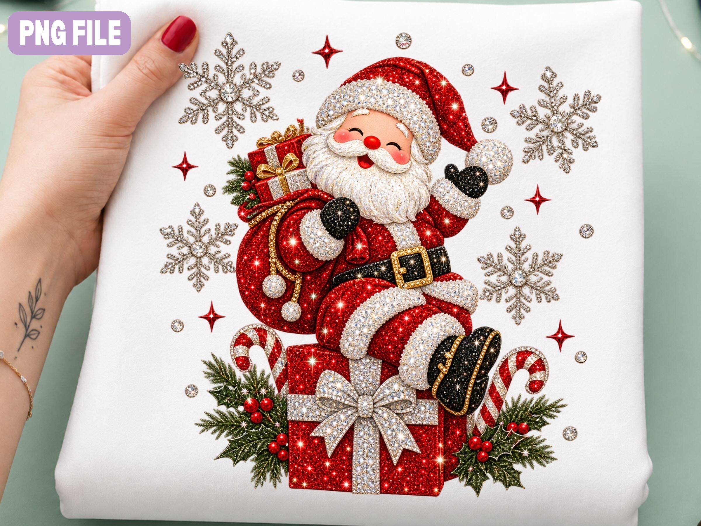 Santa Christmas Gift PNG, Cute Holiday