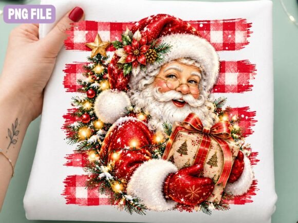 Santa Gift Christmas PNG, Vintage Santa