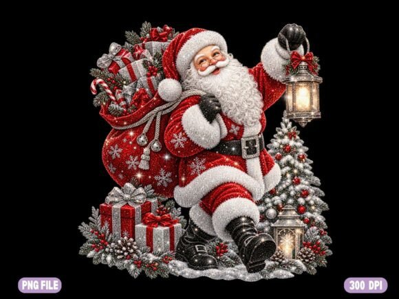 Santa Gift Sack Christmas PNG, Trendy