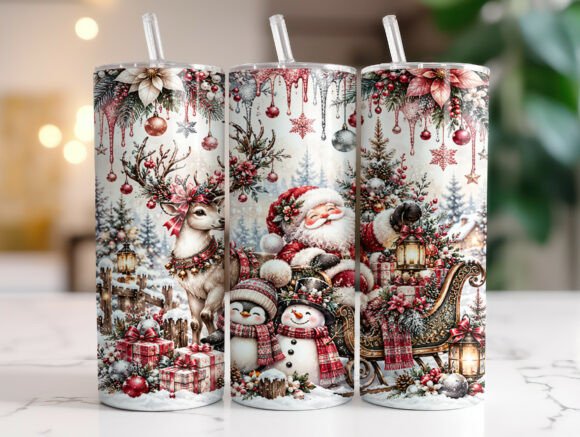 Santa Reindeer Christmas 20oz Tumbler