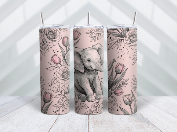 Sitting Baby Elephant Tumbler Wrap