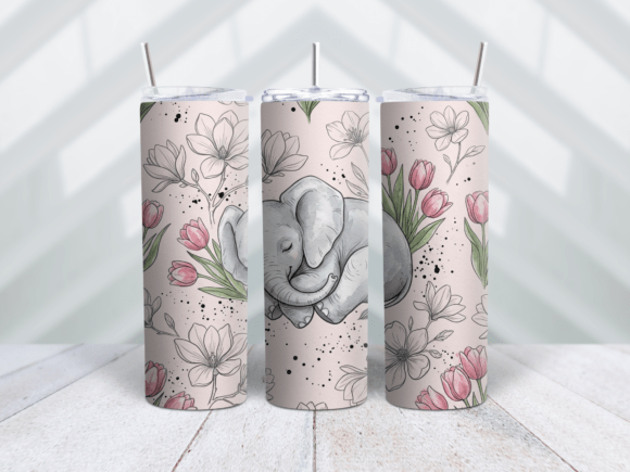 Sleeping Baby Elephant Tumbler Wrap