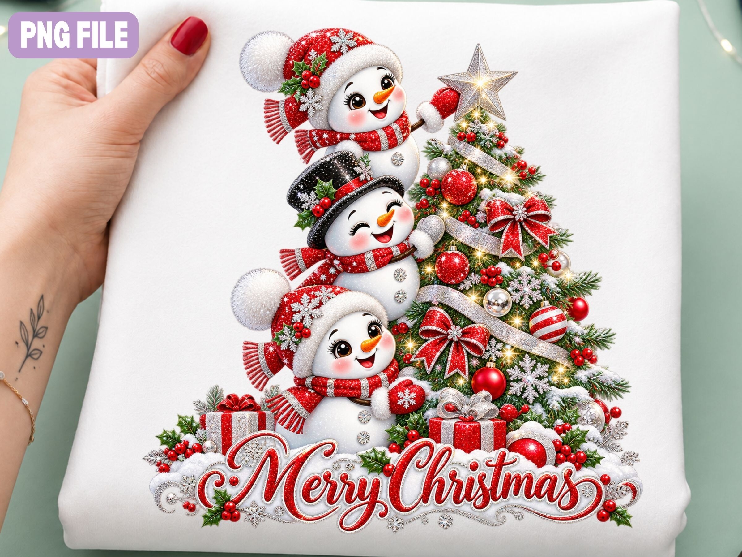 Snowman Christmas Tree PNG, Cute Holiday