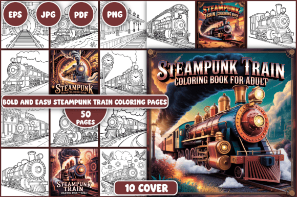 Steampunk Train Coloring Pages