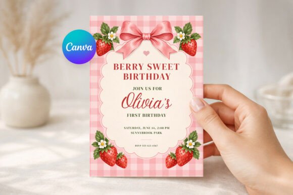Strawberry Sweet Birthday Invitation
