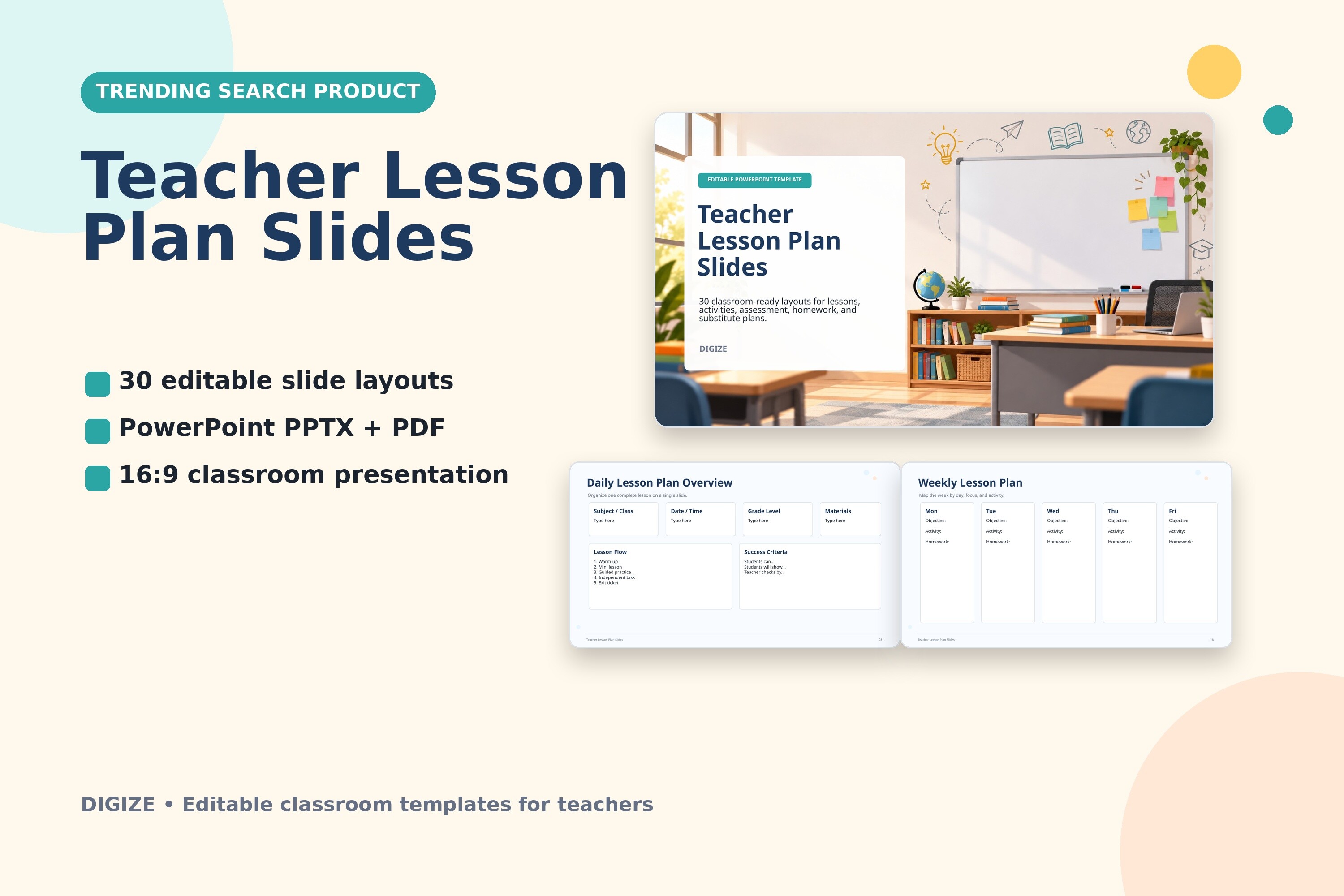 Teacher Lesson Plan Slides | Editable Cl