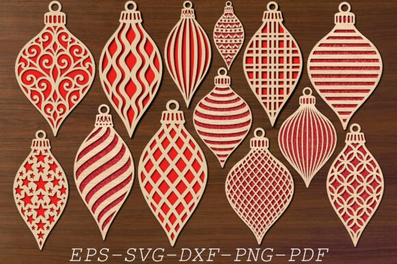 Teardrop Christmas Ornament SVG Bundle laser cut file