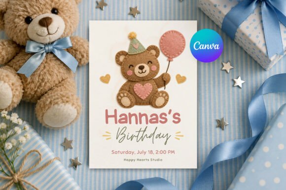 Teddy Bear Birthday Invitation Template