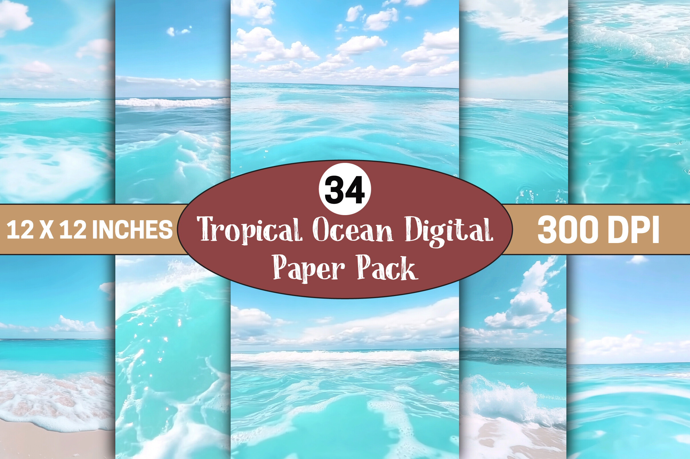 Tropical Ocean Digital Paper Pack
