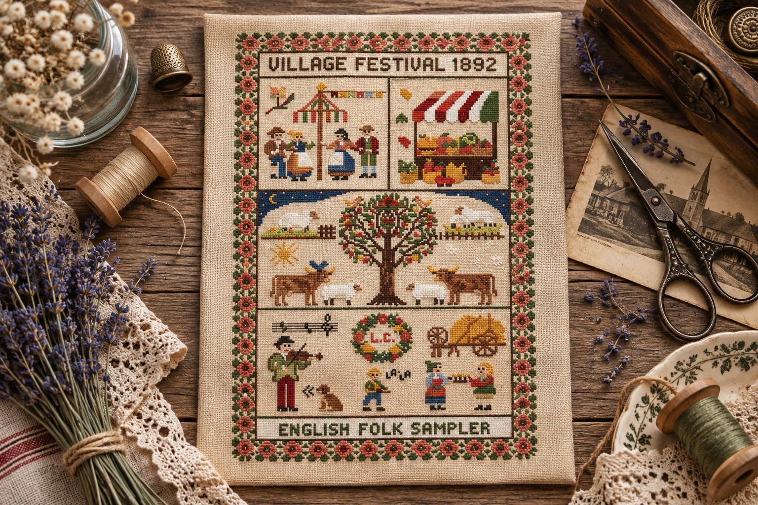 Village Fair Crossstitch Pattern PDF
