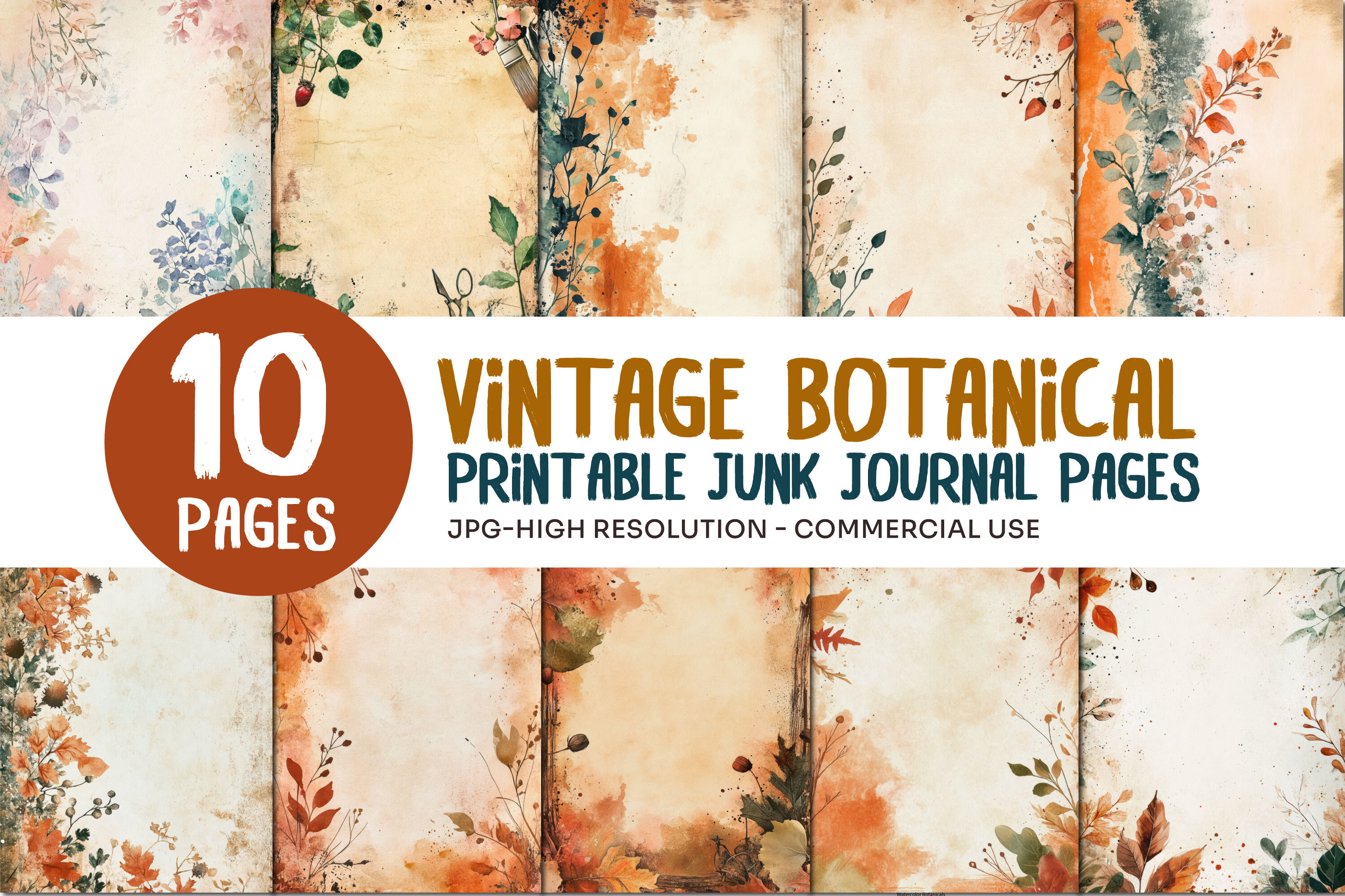 Vintage Botanical Junk Journal Pages