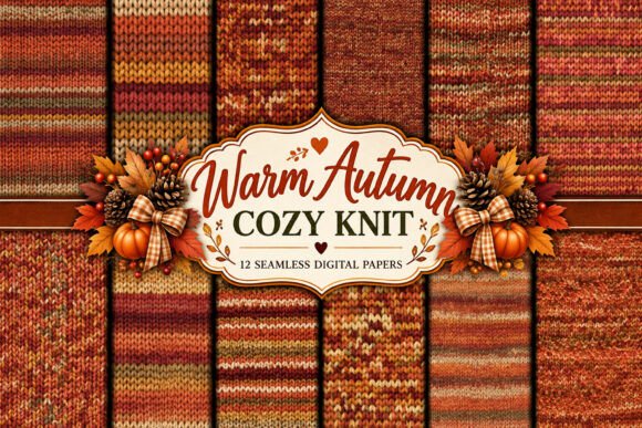 Warm Autumn Cozy Knit Digital Papers