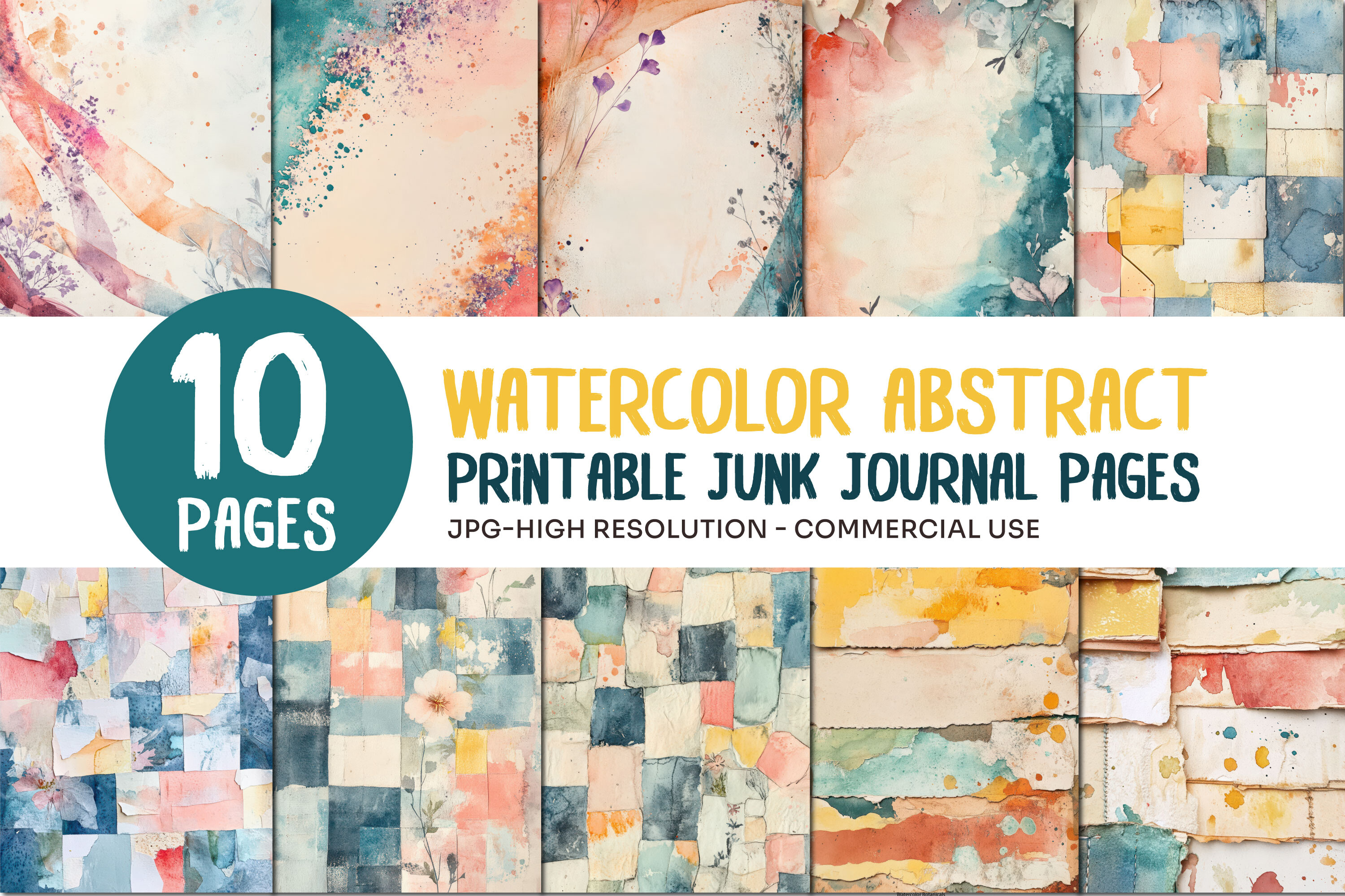 Watercolor Abstract Junk Journal Pages