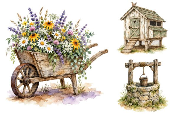 Watercolor Farm Clipart Bundle