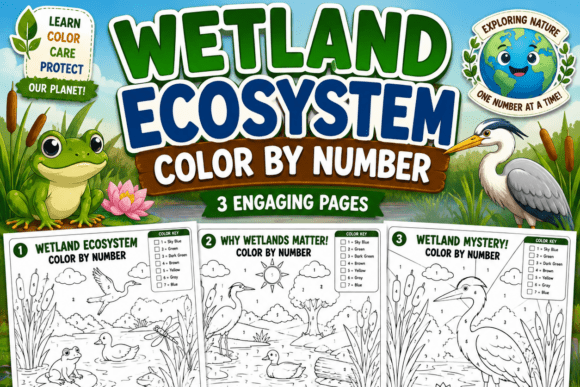Wetland Ecosystem Color by Number