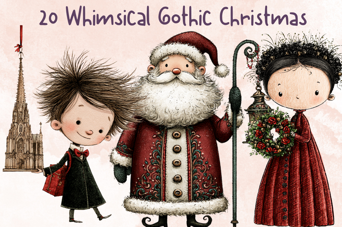 Whimsical Christmas Gothic Clipart