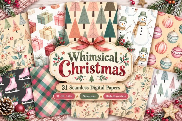 Whimsical Christmas Seamless Digital