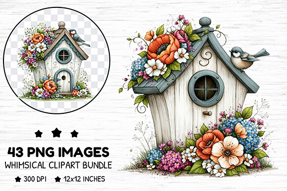 Whimsical Floral Birdhouse Bundle