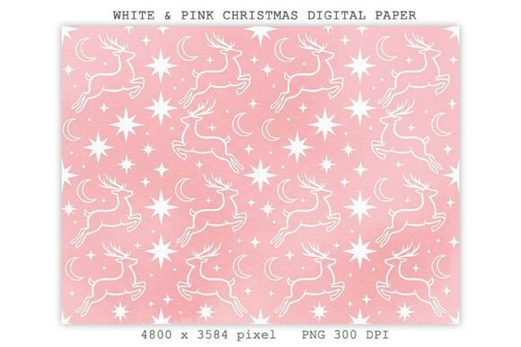 White & Pink Christmas Digital Paper PNG