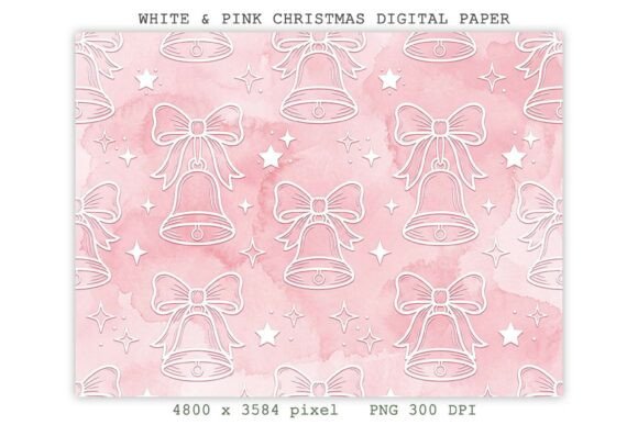 White & Pink Christmas Digital Paper PNG