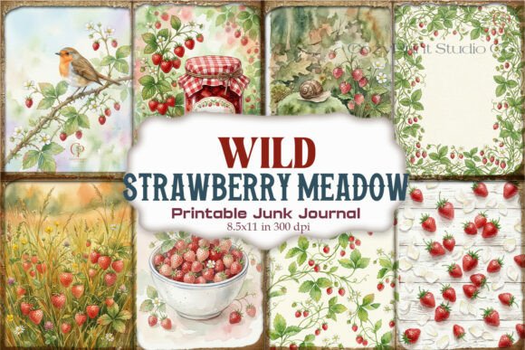 Wild Strawberry Meadow Junk Journal Page