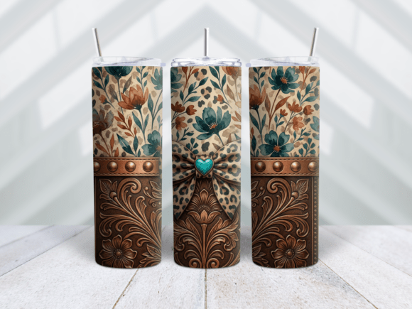 Wildflower Leopard Leather Tumbler