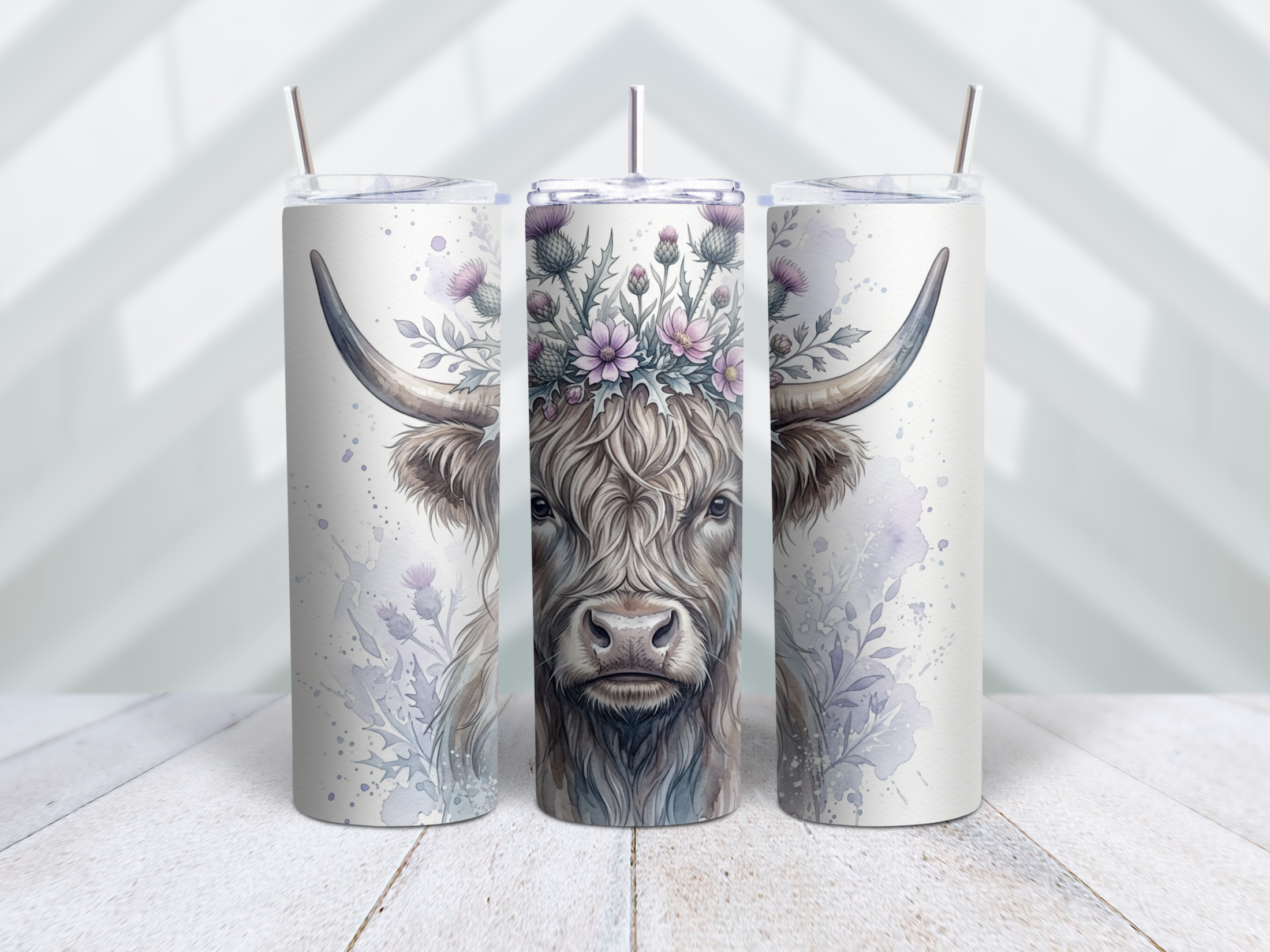 Winter Highland Cow Purple Tumbler Wrap