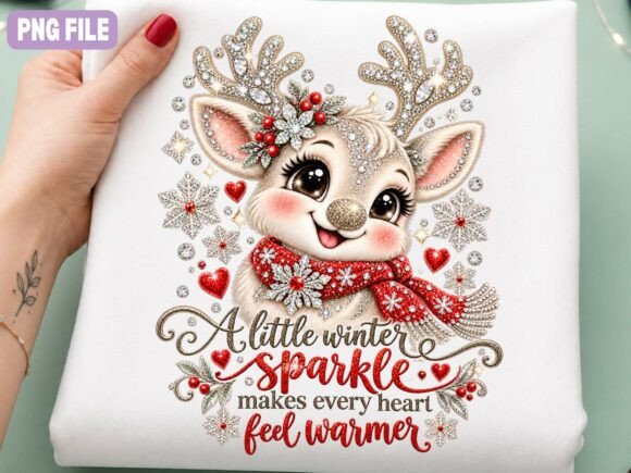 Winter Sparkle Deer PNG, Cute Christmas