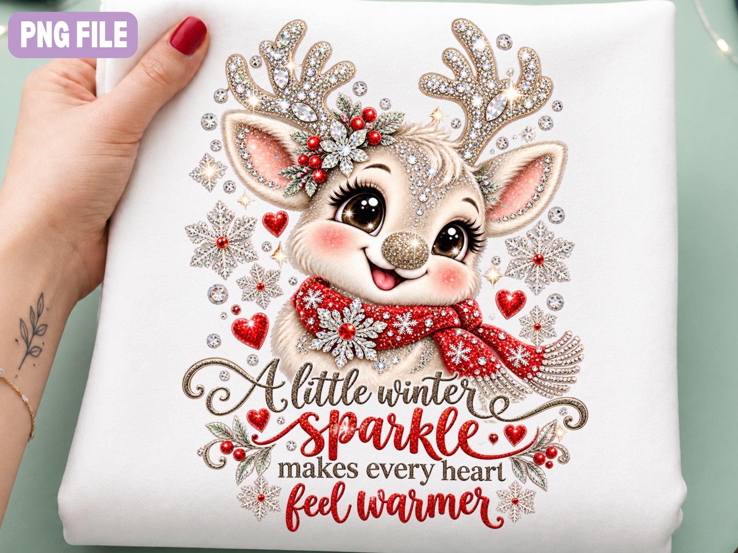Winter Sparkle Deer PNG, Cute Christmas