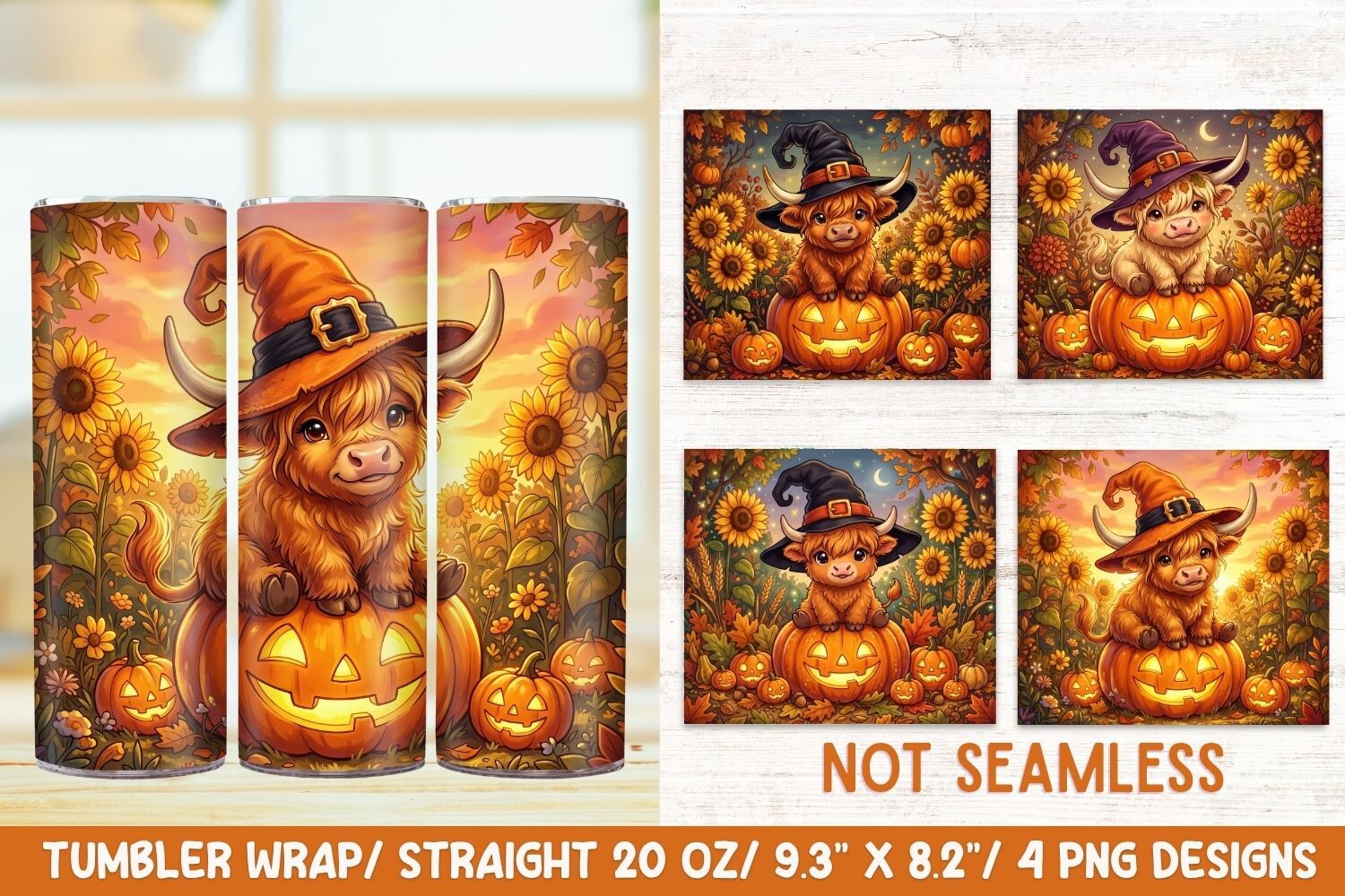 Witch Highland Cow 20 OZ Skinny Tumbler.