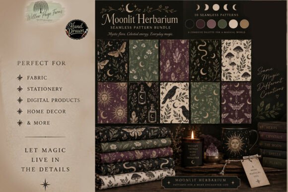 Witchy Seamless Pattern Bundle Celestial