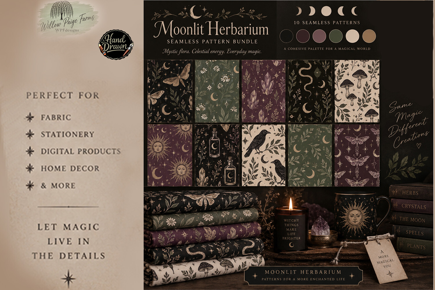 Witchy Seamless Pattern Bundle Celestial