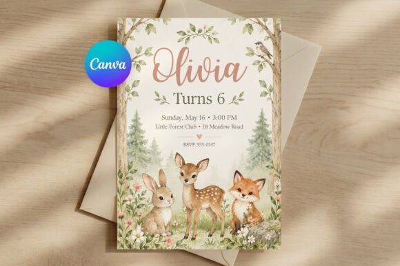 Woodland Animals Birthday Invitation