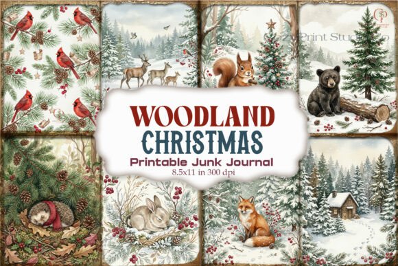 Woodland Christmas Junk Journal Paper