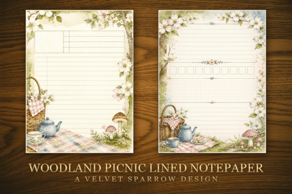 Woodland Picnic Lined Notepaper