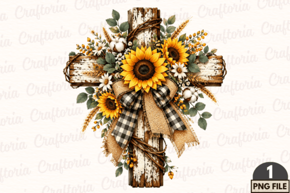 Fall Floral Cross Png, Autumn Cross Png,