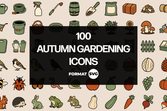 100 Autumn Gardening Icons