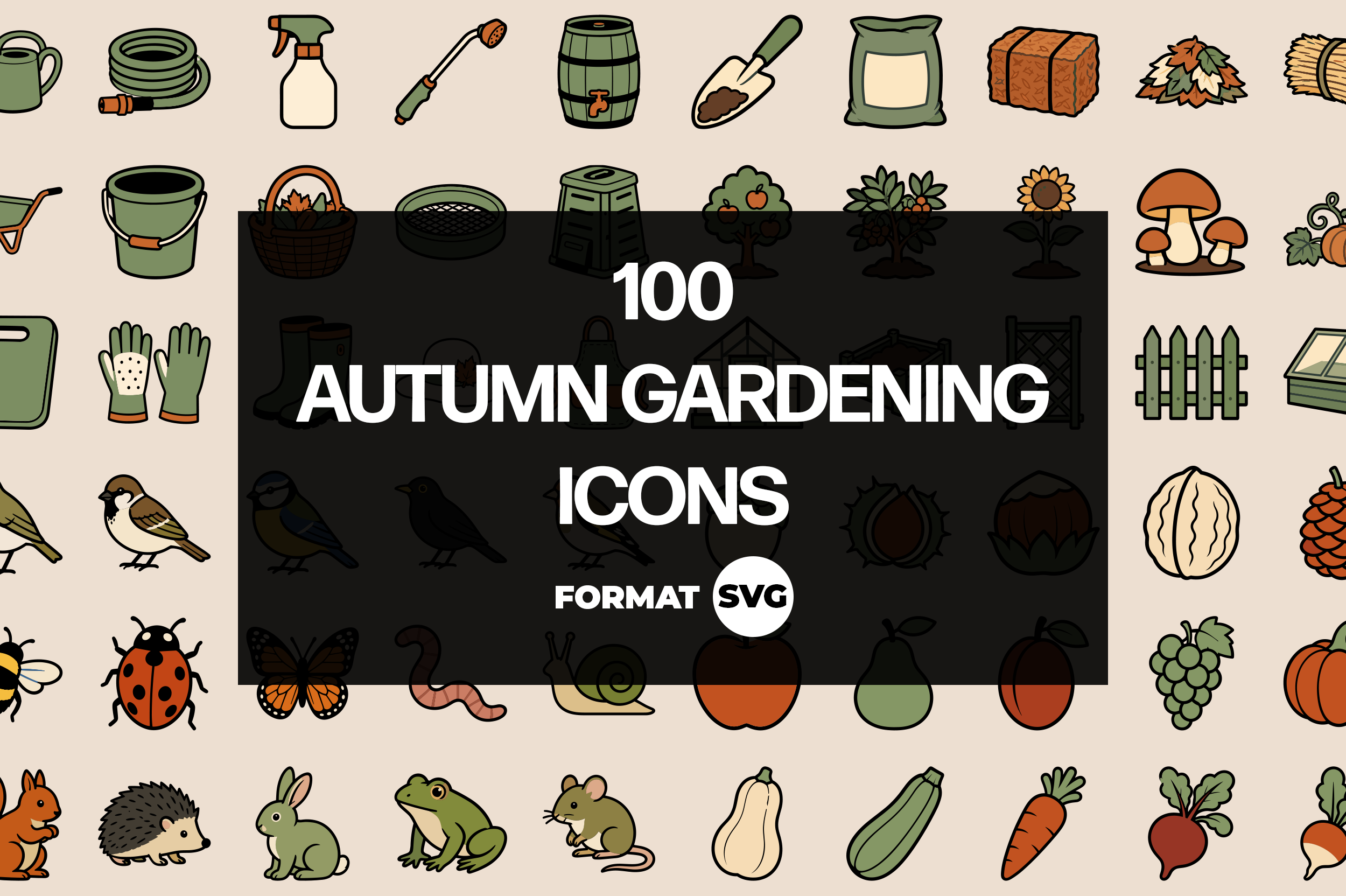 100 Autumn Gardening Icons