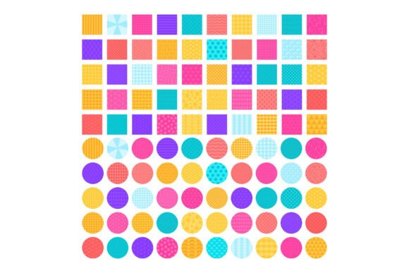 100 Patterned Circles and Squares