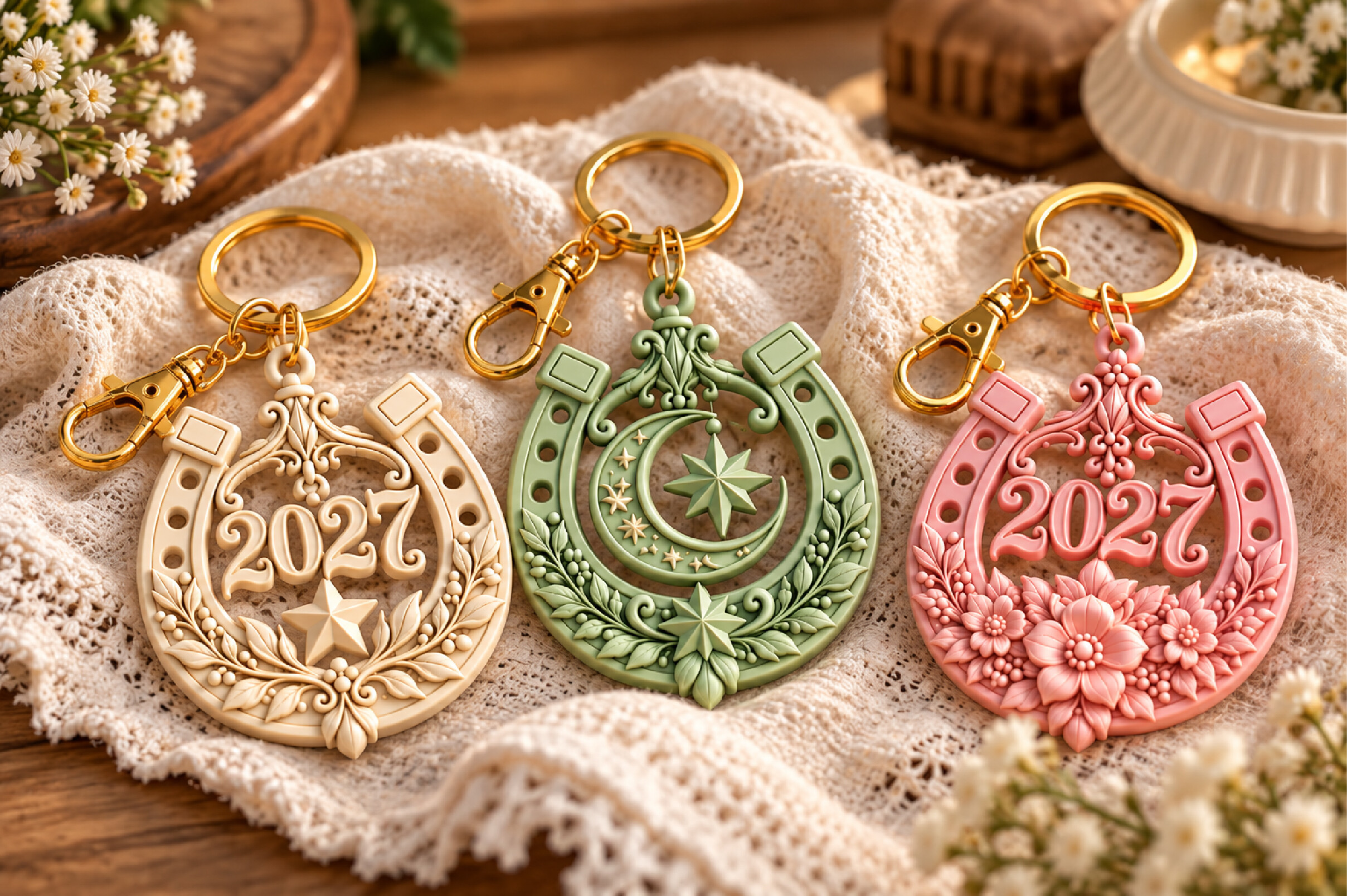 2027 New Year Keychain STL Pack – 3 Horseshoe Designs to 3D Print - Image 4