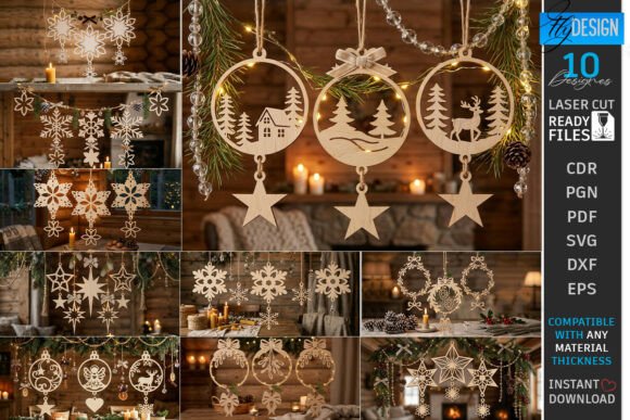 3D Christmas Ornament Laser Cut Bundle laser cut file
