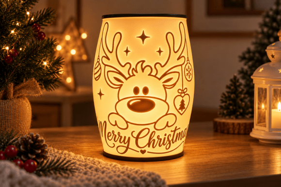 Christmas Reindeer Lantern STL 3D Printable Tealight Holder - Image 1