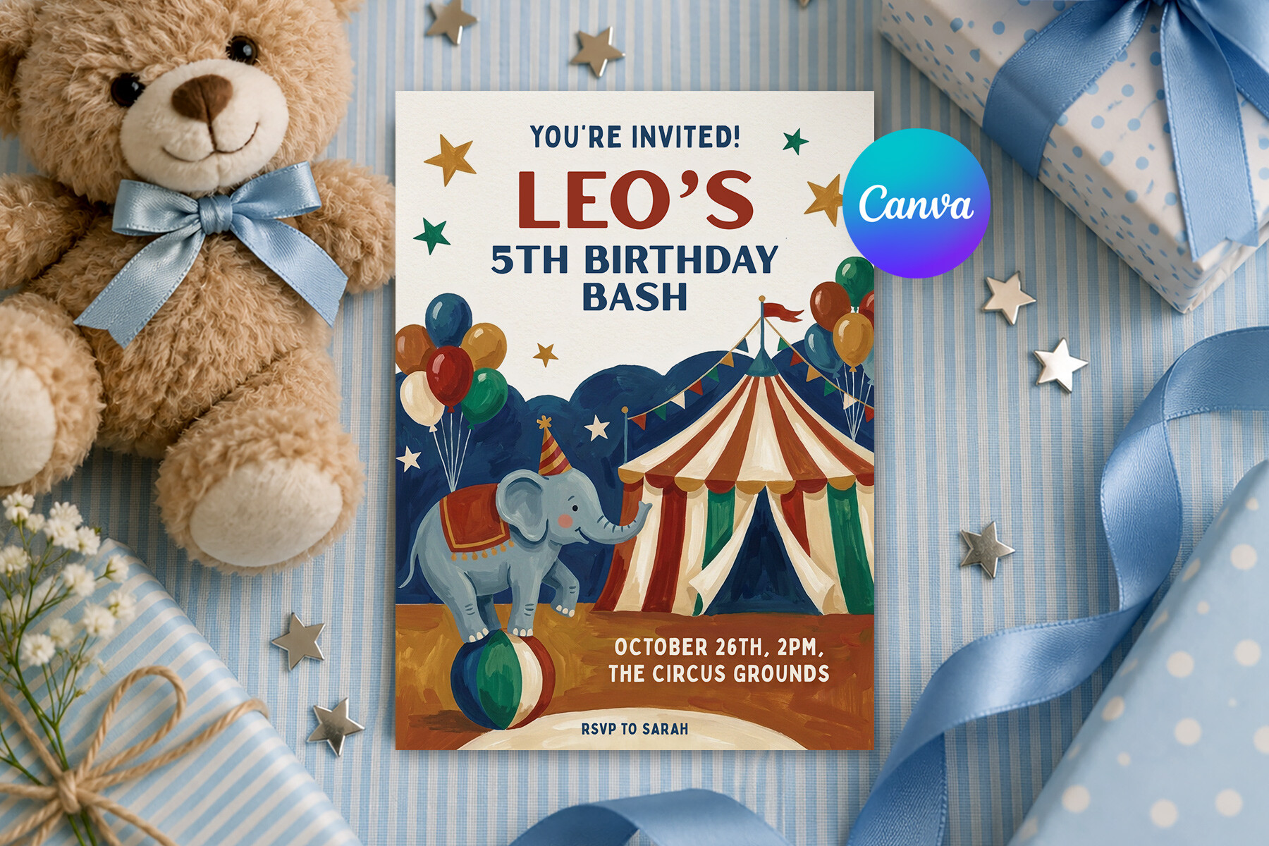 5th Birthday Invitation Circus Template
