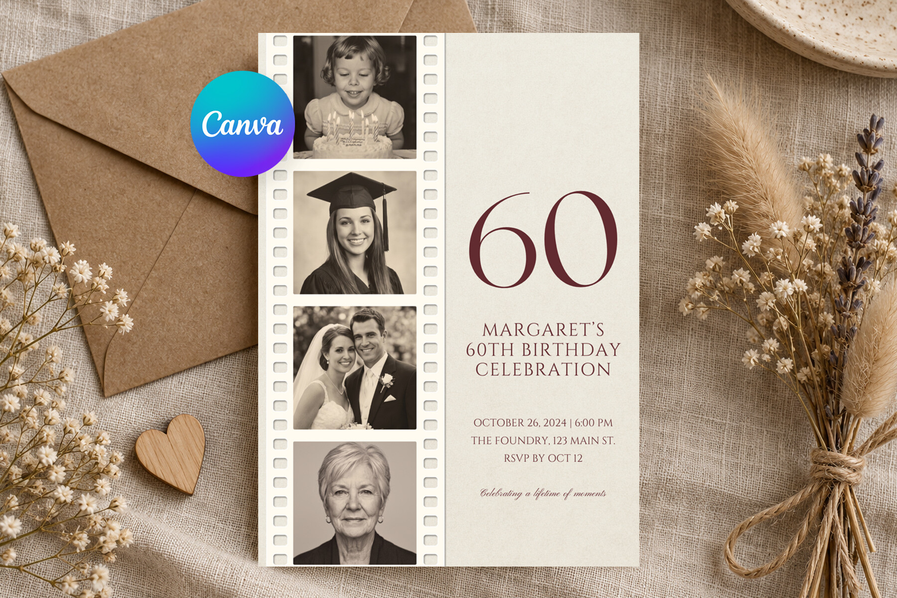 60th Birthday Invitation Template
