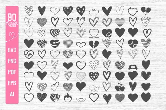 90 Doodle Heart SVG
