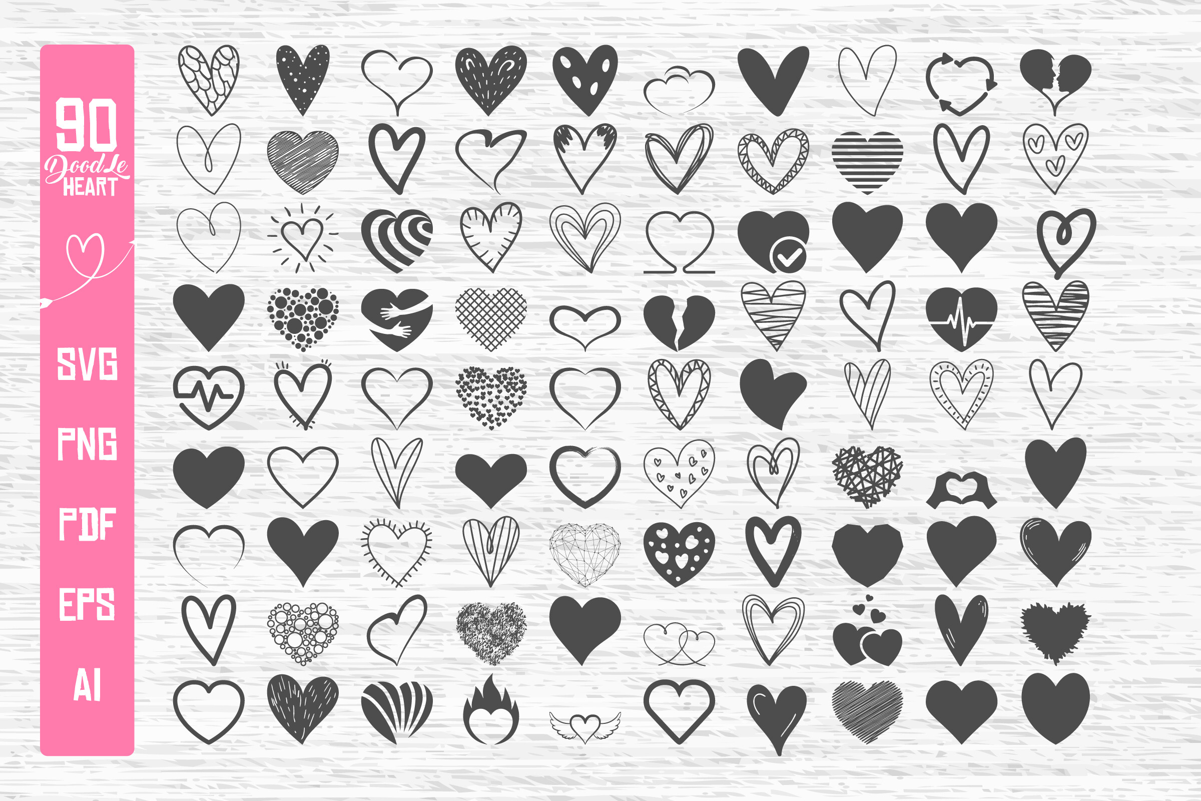90 Doodle Heart SVG