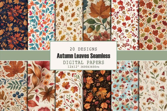 Autumn Leaves Seamless Pattern Bundle