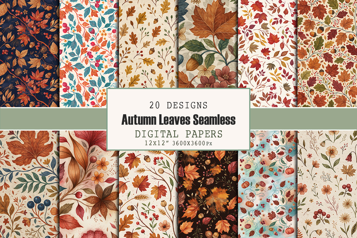 Autumn Leaves Seamless Pattern Bundle