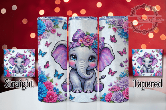 Baby Elephant Floral 20oz Tumbler